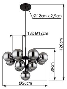 GLOBO 56143-13 GRAPPY závesné svietidlo D560mm 13xG9 čierna matná, dymová