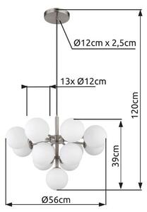 GLOBO 56143-13N GRAPPY závesné svietidlo D560mm 13xG9 matný nikel, biela
