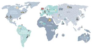 Vyrobené v EÚ Nálepka na stenu - Mapa sveta barva: mátová, Velikost: M (střední) + ZĽAVOVÝ KÓD 10 % a DOPRAVA ZADARMO