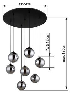 GLOBO 56133-7H RIHA závesné svietidlo D550mm 7xG9 LED 3,5W/130lm 3000K čierna matná, dymová