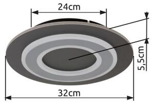 GLOBO 48032-24 JAYDEN stropné svietidlo D320mm LED 24W/710lm 3000K antracit, šedá, biela