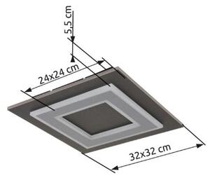 GLOBO 48033-24 JAYDEN stropné svietidlo LED 320x320mm 24W/680lm 3000K antracit, šedá, biela