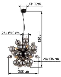 GLOBO 15633HS UDO závesné svietidlo D550mm 6xE14 čierna matná, dymová