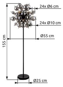 GLOBO 15633SS UDO stojacia lampa V1550mm 6xE14 čierna matná, dymová