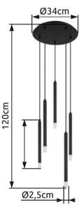 GLOBO 15629-5 BLAKE závesné svietidlo D340mm 5xG9 čierna, priehľadná