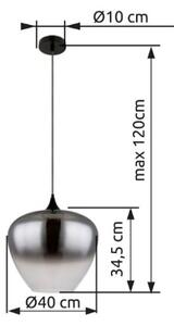 GLOBO 15548H2 MAXY závesné svietidlo D400mm 1xE27 čierna matná, dymová