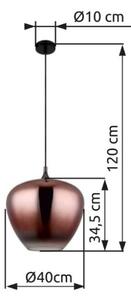GLOBO 15548H2G MAXY závesné svietidlo D400mm 1xE27 čierna, medená
