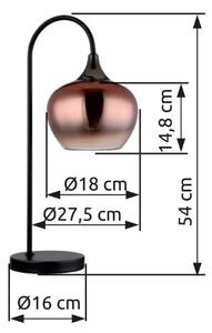 GLOBO 15548TG MAXY stolná lampa V540mm 1xE27 čierna, medená