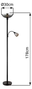 GLOBO 58903 BLADE stojacia lampa V1780mm 1xE27, 1xE14 čierna, dymová