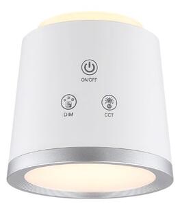 GLOBO 58454W MEEYA dotyková stolná lampička LED V446mm 6W/300lm 3000+4000+6500K strieborná, biela, vrátane batérie CR18650 1500mAh 3,7V, USB kábel