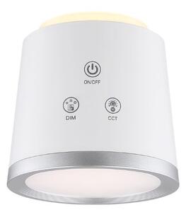 GLOBO 58454W MEEYA dotyková stolná lampička LED V446mm 6W/300lm 3000+4000+6500K strieborná, biela, vrátane batérie CR18650 1500mAh 3,7V, USB kábel