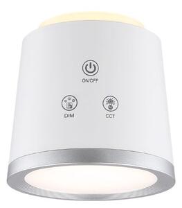 GLOBO 58454W MEEYA dotyková stolná lampička LED V446mm 6W/300lm 3000+4000+6500K strieborná, biela, vrátane batérie CR18650 1500mAh 3,7V, USB kábel
