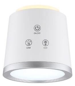 GLOBO 58454W MEEYA dotyková stolná lampička LED V446mm 6W/300lm 3000+4000+6500K strieborná, biela, vrátane batérie CR18650 1500mAh 3,7V, USB kábel