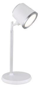 GLOBO 58454W MEEYA dotyková stolná lampička LED V446mm 6W/300lm 3000+4000+6500K strieborná, biela, vrátane batérie CR18650 1500mAh 3,7V, USB kábel