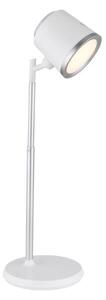 GLOBO 58454W MEEYA dotyková stolná lampička LED V446mm 6W/300lm 3000+4000+6500K strieborná, biela, vrátane batérie CR18650 1500mAh 3,7V, USB kábel
