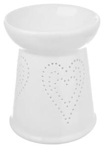 Aromalampa 10 × 10 × 13 cm, motív srdca, porcelánová, biela INDECOR X13670