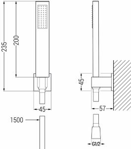 Mexen príslušenstvo - 1-bodový ručný sprchový set R-72, grafitová, 785005050-66