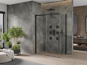 Mexen Omega, sprchovací kút s posuvnými dverami 160 (dvere) x 90 (stena) cm, 8mm sklo, čierny profil-číre sklo, 825-160-090-70-00