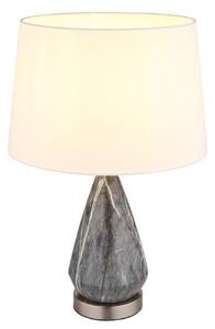 GLOBO 24147W KISA stolná lampa V540mm 1xE27 matný nikel, imitácia mramoru, biela