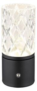 GLOBO 21010S LUNKI dotyková stolná lampička V190mm LED 2,5W/185lm 2700+6500+4000K čierna, priehľadná, vrátane batérie CR18650 1800mAh 3,7V, USB-A 2.0 - USB-C