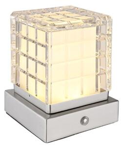 GLOBO 21009W LUNKI dotyková stolná lampička LED V100mm 2,5W/206lm 2700+6500+4000K matný nikel, priehľadná, vrátane batérie CR18650 1800mAh 3,7V, USB-A 2.0 - USB-C