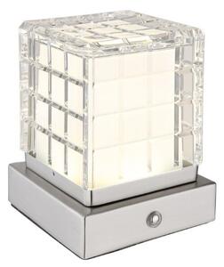 GLOBO 21009W LUNKI dotyková stolná lampička LED V100mm 2,5W/206lm 2700+6500+4000K matný nikel, priehľadná, vrátane batérie CR18650 1800mAh 3,7V, USB-A 2.0 - USB-C