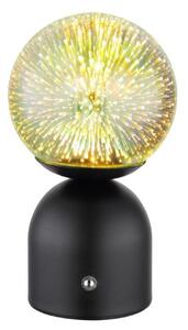 GLOBO 21006SS JULSY dotyková stolná lampička V210mm LED 2,5W/22lm 2700+6500+4000K čierna, priehľadná, vrátane batérie CR18650 1800mAh 3,7V, USB kábel, 3D efekt