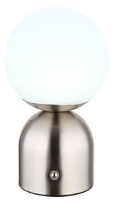 GLOBO 21006N JULSY dotyková stolná lampička V210mm LED 2,5W/189lm 2700+6500+4000K matný nikel, biela, vrátane CR18650 1800mAh 3,7V, USB kábel