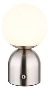 GLOBO 21006N JULSY dotyková stolná lampička V210mm LED 2,5W/189lm 2700+6500+4000K matný nikel, biela, vrátane CR18650 1800mAh 3,7V, USB kábel