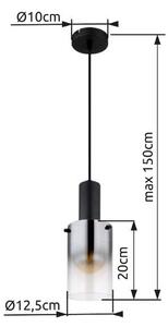 GLOBO 15907H FLORENTINA závesné svietidlo D125mm 1xE27 čierna, dymová
