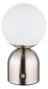GLOBO 21006N JULSY dotyková stolná lampička V210mm LED 2,5W/189lm 2700+6500+4000K matný nikel, biela, vrátane CR18650 1800mAh 3,7V, USB kábel