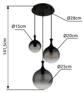 GLOBO 15885-3H DALTON závesné svietidlo D390mm 3xE27 čierna, dymová