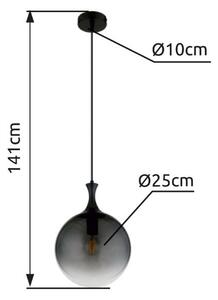 GLOBO 15885H DALTON závesné svietidlo D250mm 1xE27 čierna, dymová