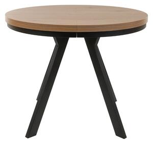 Rozkladací jedálenský stôl Torino 90-190x90 cm, divoký dub s čiernymi nohami
