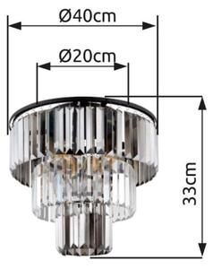 GLOBO 15695D NAXIS stropné svietidlo D400mm 3xE27 čierna, dymová, priehľadná
