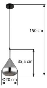 GLOBO 15542 GEEKY závesné svietidlo D200mm 1xE27 čierna, dymová