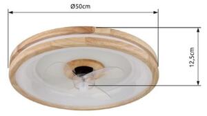 GLOBO 03650 GATIAN stropné svietidlo s ventilátorom D500mm LED 30W/2250lm 2700-6500K biela, drevo, diaľkový ovládač