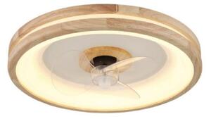 GLOBO 03650 GATIAN stropné svietidlo s ventilátorom D500mm LED 30W/2250lm 2700-6500K biela, drevo, diaľkový ovládač