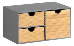 Organizér s 3 zásuvkami, 27 x 16 x 14 cm, sivý/prírodný KESPER 58961