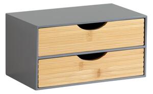 Organizér s 2 zásuvkami, sivý/prírodný KESPER 58963