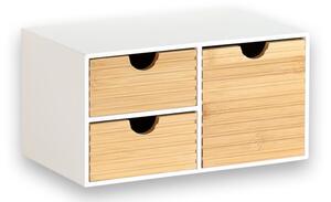 Organizér s 3 zásuvkami, 27 x 16 x 14 cm, biely/prírodný KESPER 58960