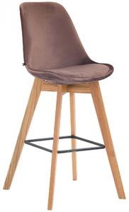 Barová stolička Metz ~ zamat, drevené nohy natura - Hnedá