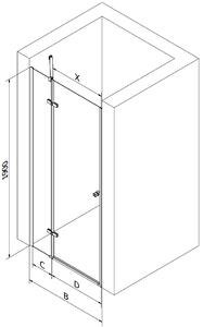 Mexen Roma, sprchové dvere do otvoru 80 x 190 cm, 6mm číre sklo, chrómový profil, 854-080-000-01-00