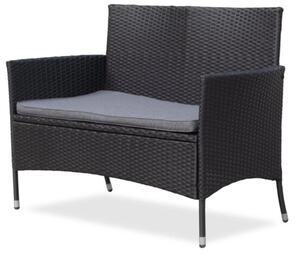 Bali Záhradná lavica 116 cm, umelý ratan, čierna NOELA 3457063
