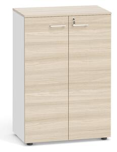 Kancelárska skriňa s dverami, 1087 x 800 x 420 mm, biela/dub prírodný