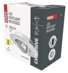 Emos ZD3122 LED SIMMI stropná vstavaná bodovka kruh priemer 90 × 25 mm 5W 450lm 4000K biela
