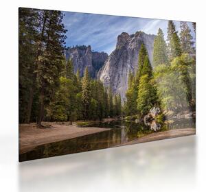 Sklenený obraz - Pod Yosemite skalou (70x50 cm)