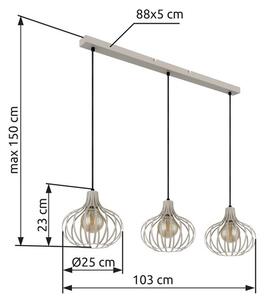 Závesné svietidlo 3x E27 piesková IP20 GLOBO lighting MATEO 33370319