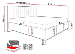 Manželská posteľ s úložným priestorom 180x200 TANIX - béžová