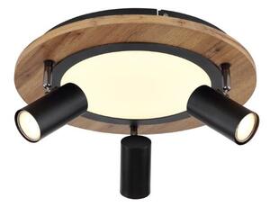 GLOBO 67307D KASSU stropné svietidlo D400mm LED 15W/1300lm 3000K matná čierna, vzhľad dreva